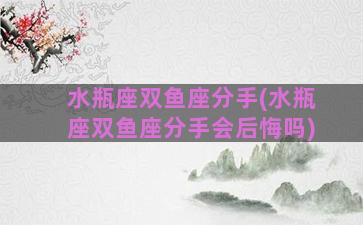 水瓶座双鱼座分手(水瓶座双鱼座分手会后悔吗)