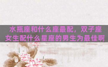 水瓶座和什么座最配，双子座女生配什么星座的男生为最佳啊
