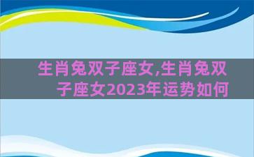 生肖兔双子座女,生肖兔双子座女2023年运势如何