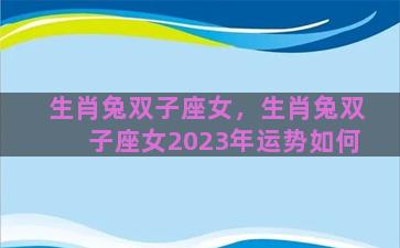 生肖兔双子座女，生肖兔双子座女2023年运势如何