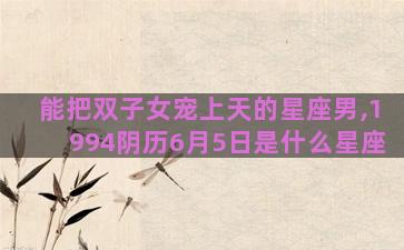 能把双子女宠上天的星座男,1994阴历6月5日是什么星座