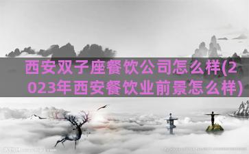 西安双子座餐饮公司怎么样(2023年西安餐饮业前景怎么样)