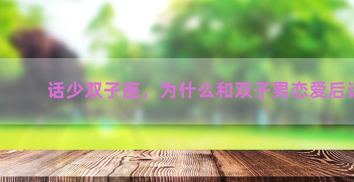 话少双子座，为什么和双子男恋爱后话变少