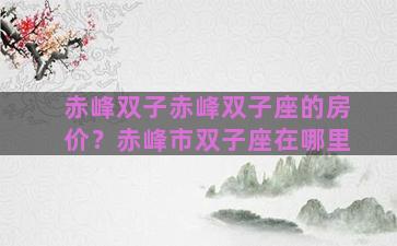 赤峰双子赤峰双子座的房价？赤峰市双子座在哪里