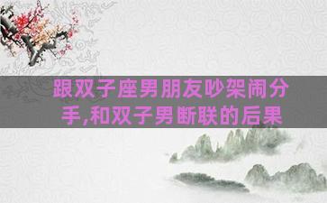 跟双子座男朋友吵架闹分手,和双子男断联的后果