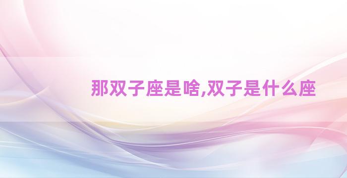 那双子座是啥,双子是什么座 那双子座是啥,双子是什么座