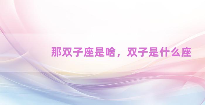 那双子座是啥，双子是什么座