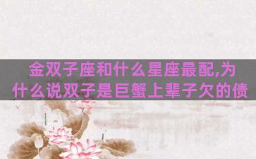 金双子座和什么星座最配,为什么说双子是巨蟹上辈子欠的债