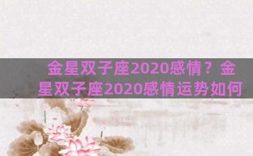 金星双子座2020感情？金星双子座2020感情运势如何