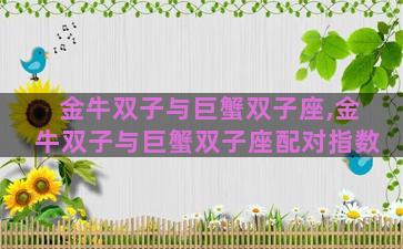 金牛双子与巨蟹双子座,金牛双子与巨蟹双子座配对指数