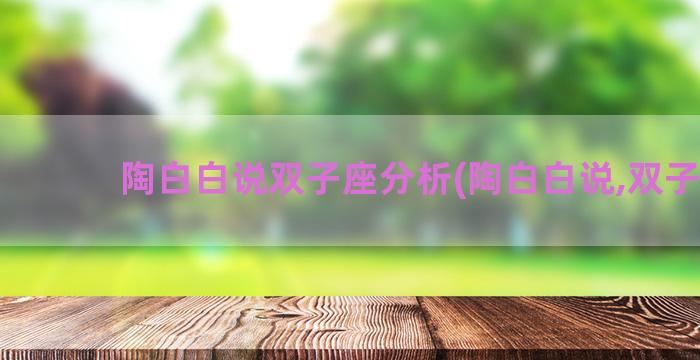 陶白白说双子座分析(陶白白说,双子座)