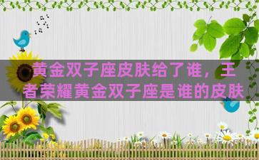 黄金双子座皮肤给了谁，王者荣耀黄金双子座是谁的皮肤